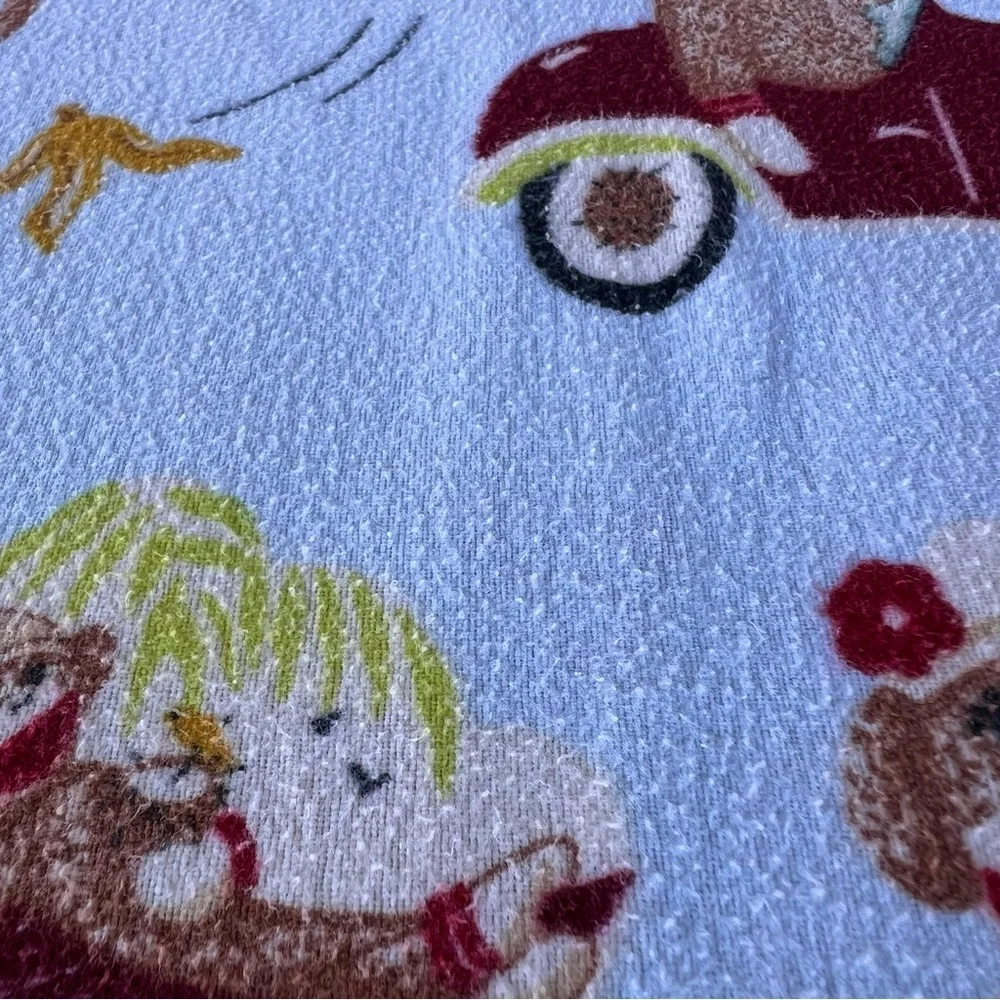 VTG Nick & Nora Sock Monkey 4-Piece Full Size Flannel Sheet Set 100% Cotton READ